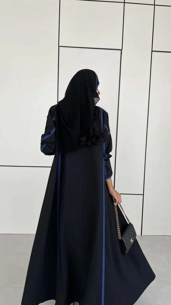 Black with Blue Blazer Abaya