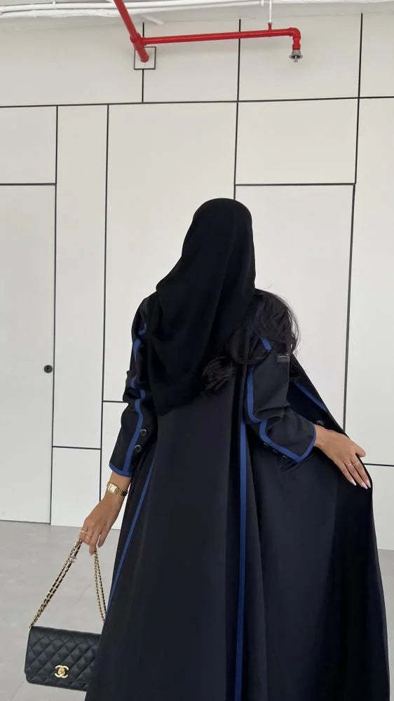 Black with Blue Blazer Abaya