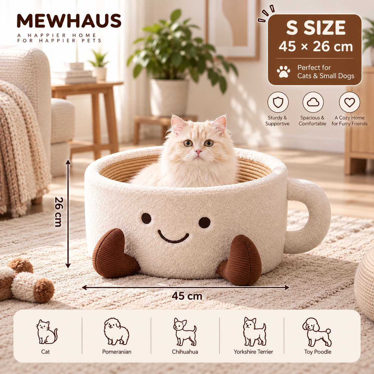 MEWHAUS Perfect Cup Cozy Pet Bed