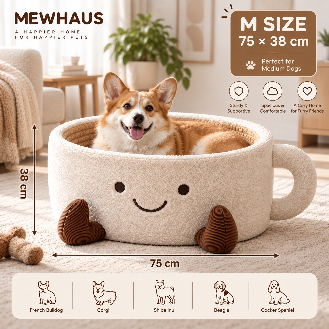 MEWHAUS Perfect Cup Cozy Pet Bed