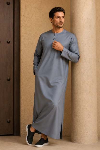 Elegant Light Gray Thobe for Men