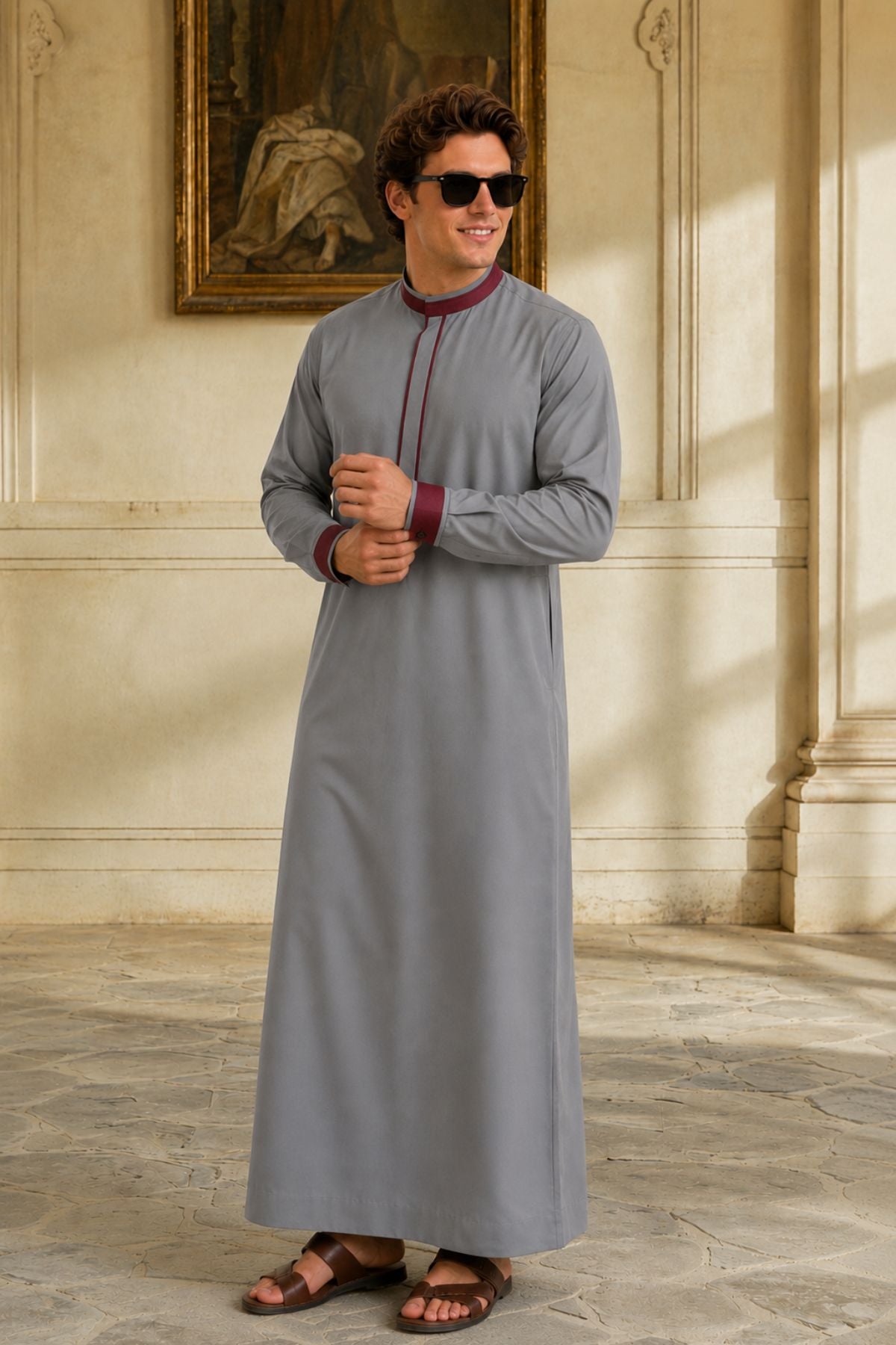 Grey Monarch Saudi Thobe – Royal Grey Charm