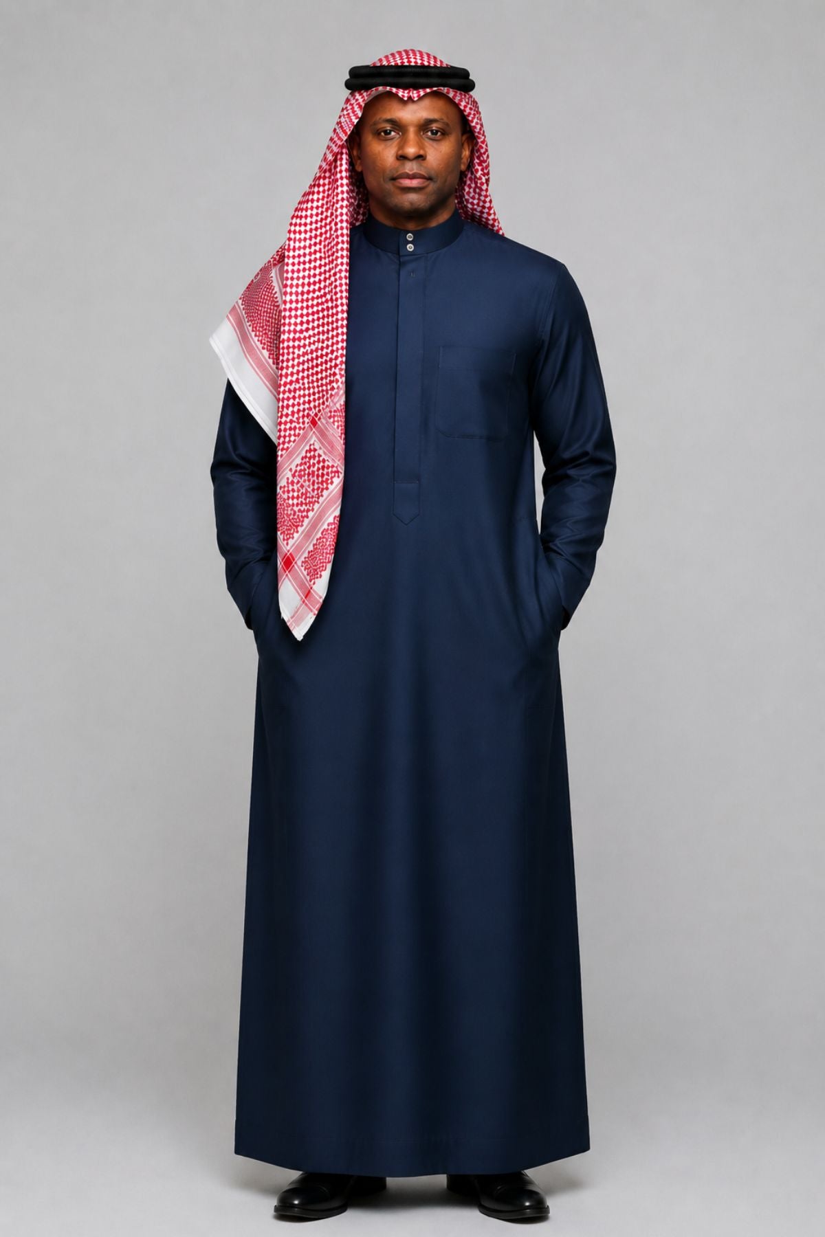 Ink Blue Navy Saudi Thobe – Concealed Placket Design