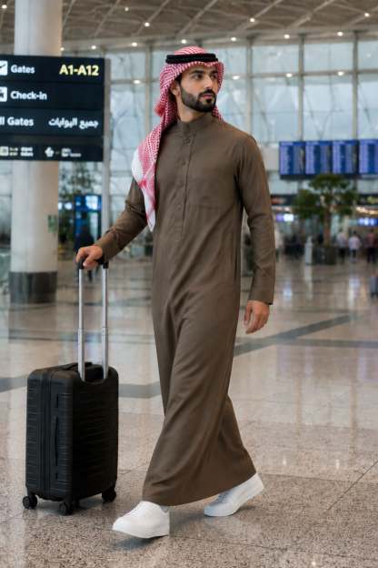 Light Brown Custom Winter Thobe for Men – Warm, Stylish & Tailored Fit