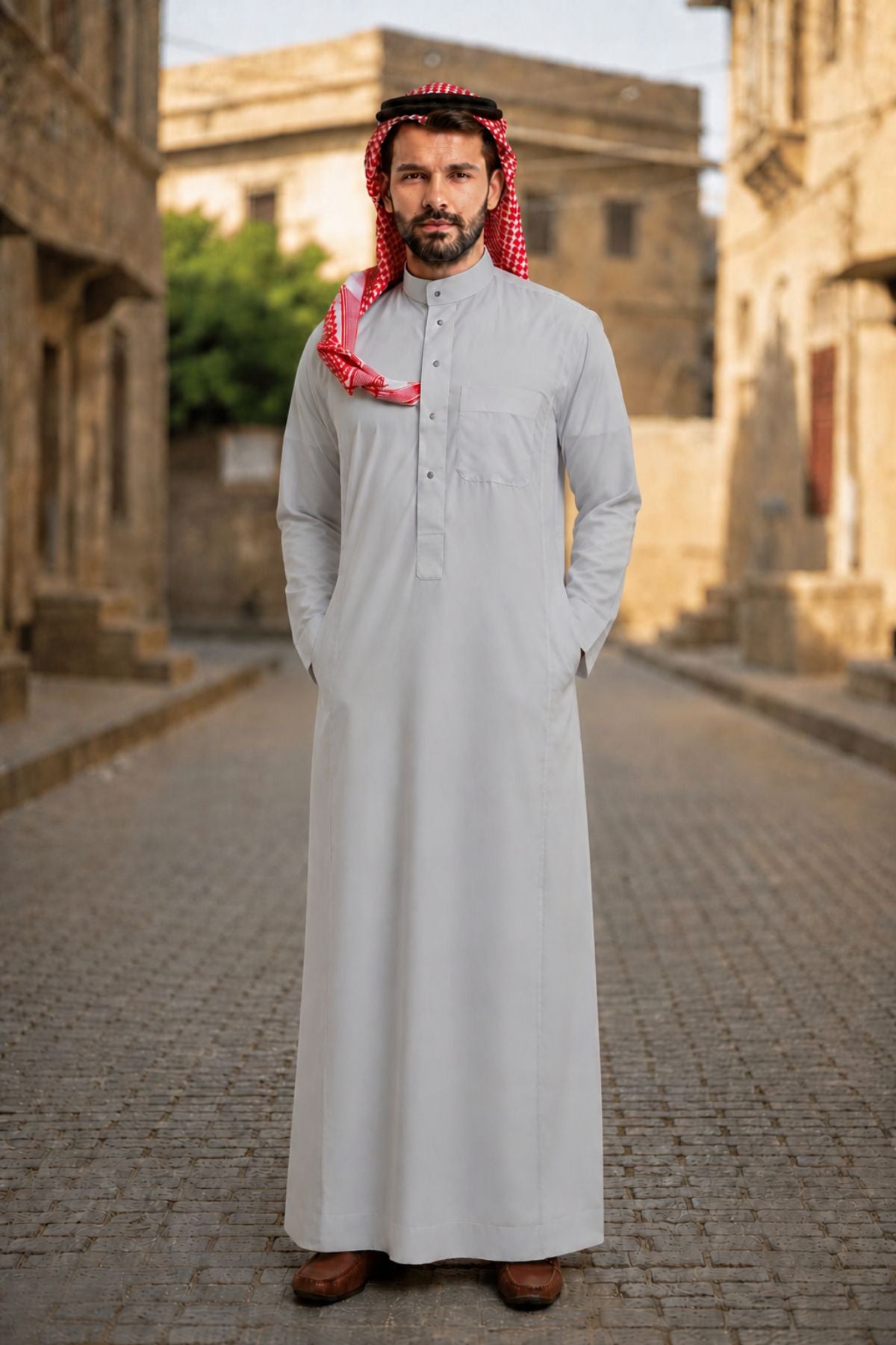 Light Gray Saudi Thobe for Men