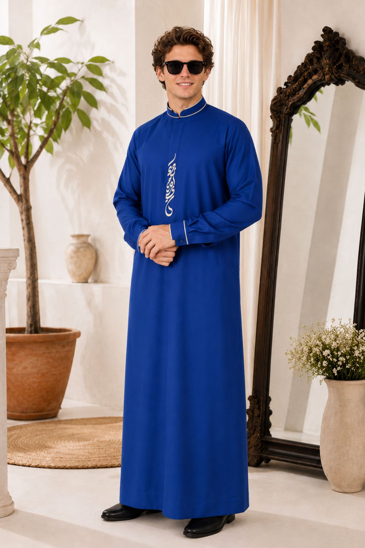 Royal Blue Saudi Thobe for Men
