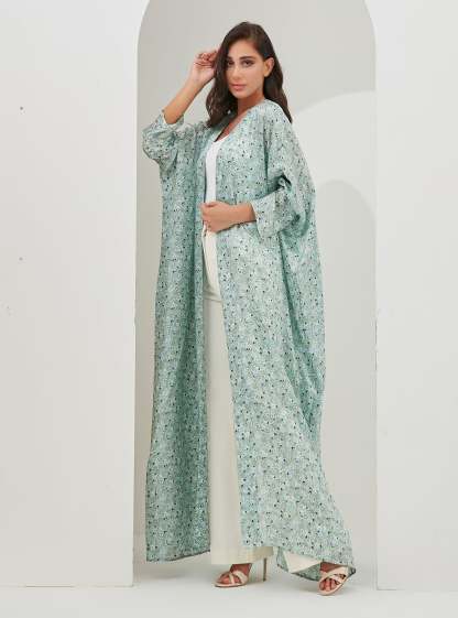 Mint Print Abaya Kaftan