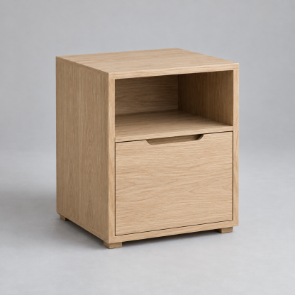 Bloc Oak Nightstand — AI-generated design visualization