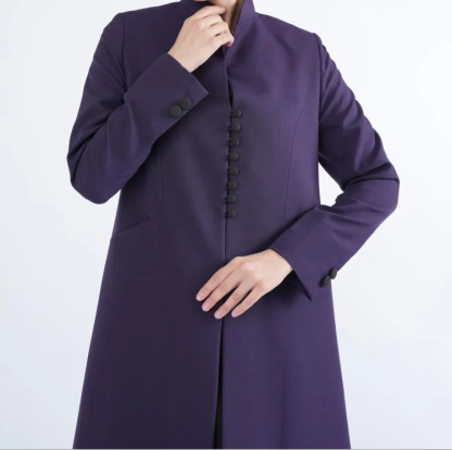 Purple Formal Abaya with Sleek Silhouette and Full Button Front