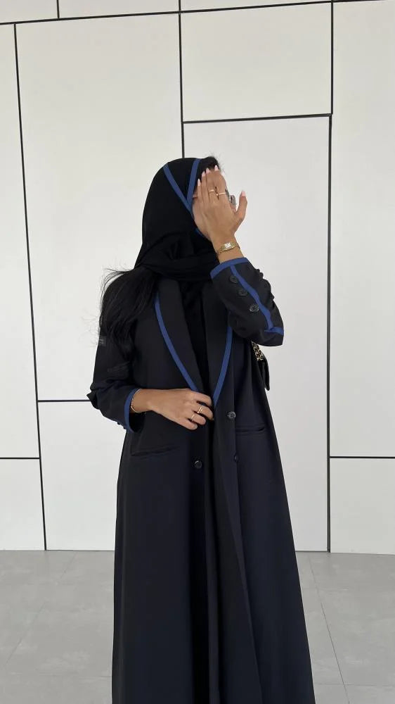 Black with Blue Blazer Abaya