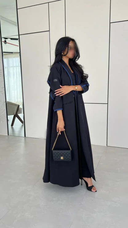 Black with Blue Blazer Abaya