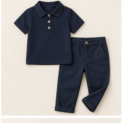 Hamad Navy Polo Set