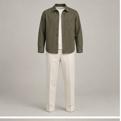 Rashid Olive Overshirt Set