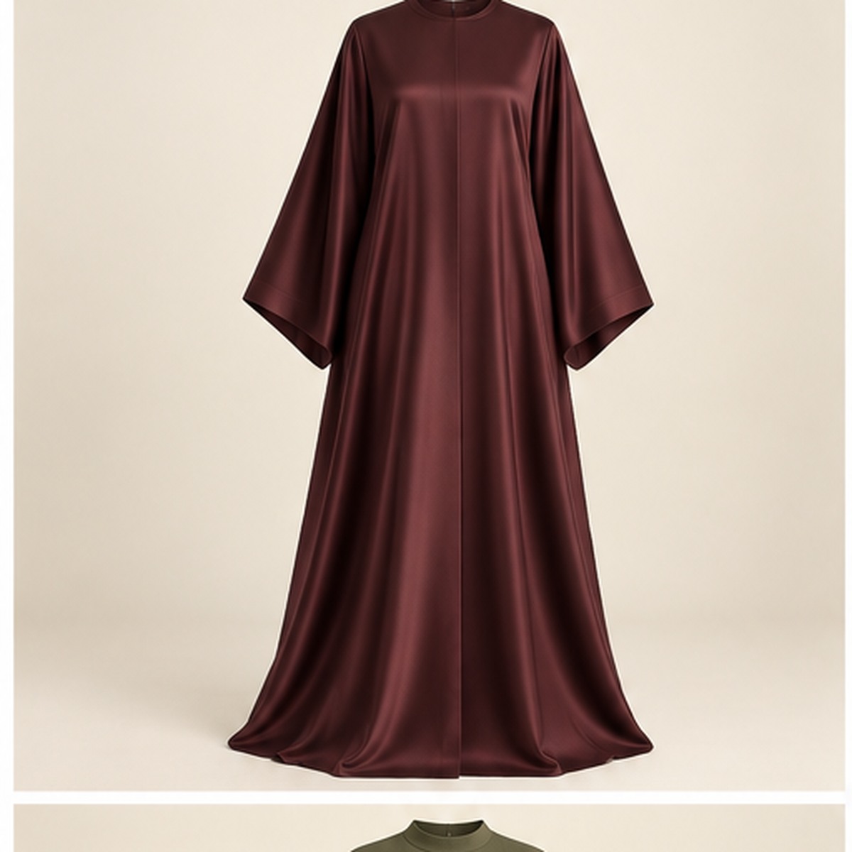 Reem Burgundy Satin Abaya