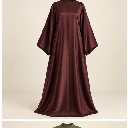 Reem Burgundy Satin Abaya