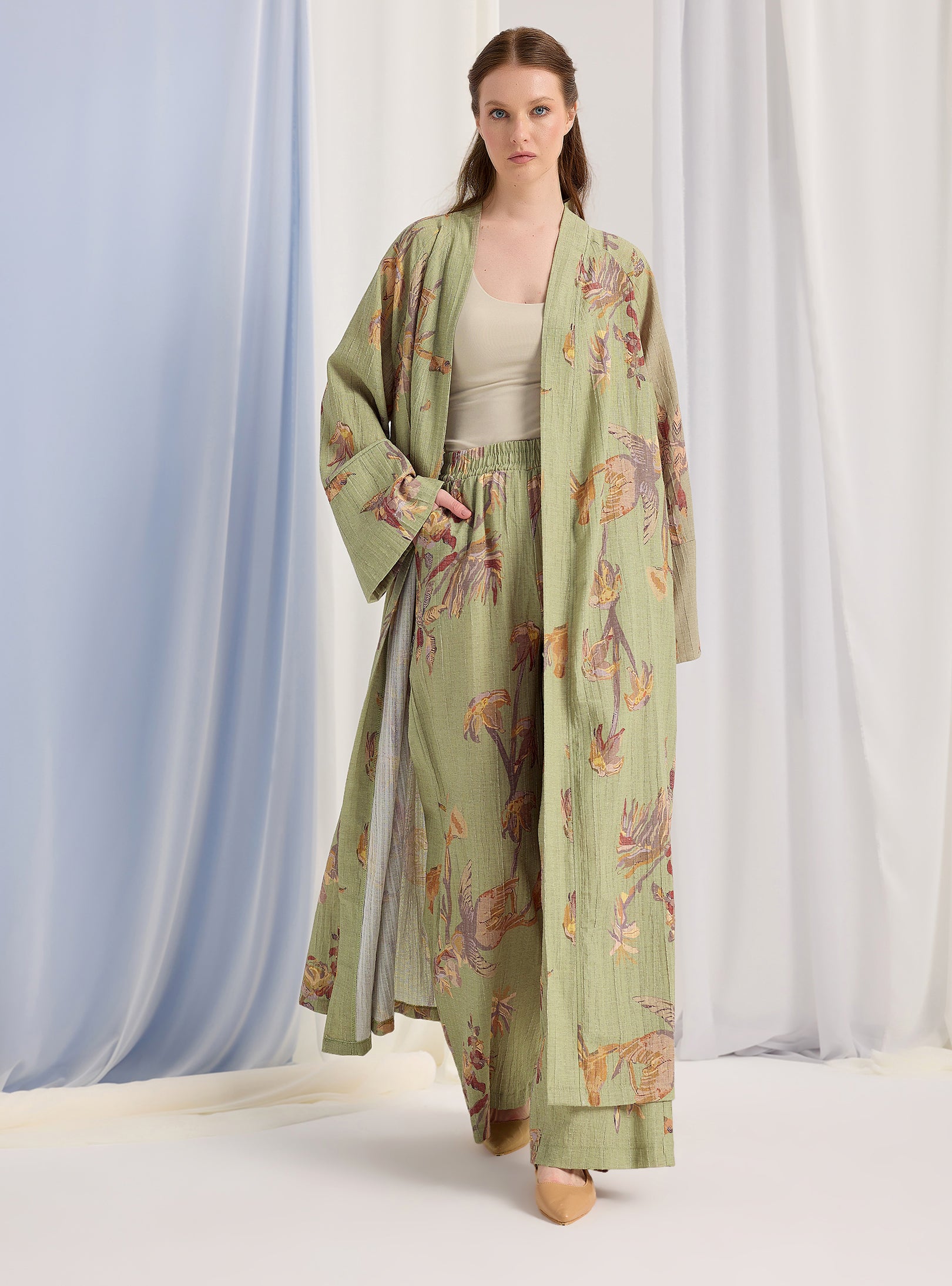 Green Kimono & Trouser Set
