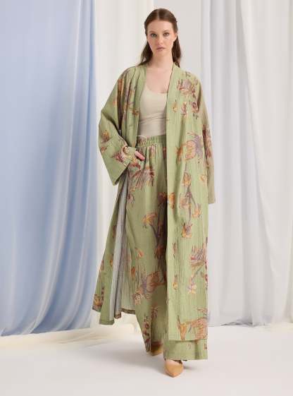 Green Kimono & Trouser Set
