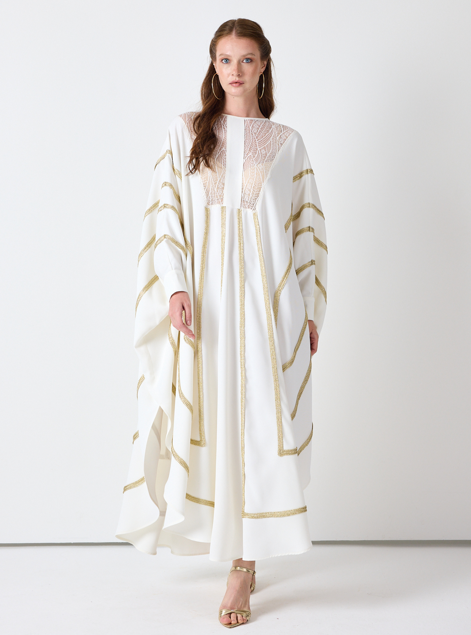 Royal Of White Kaftan with Golden Accents