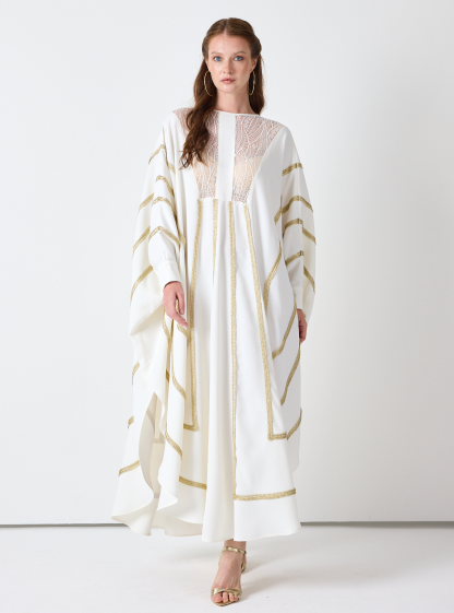 Royal Of White Kaftan with Golden Accents