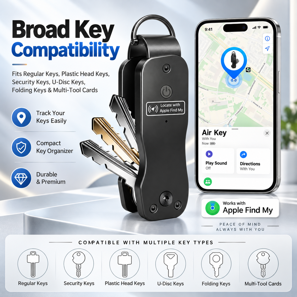 Smart Key Organizer with Apple Find My - 3
