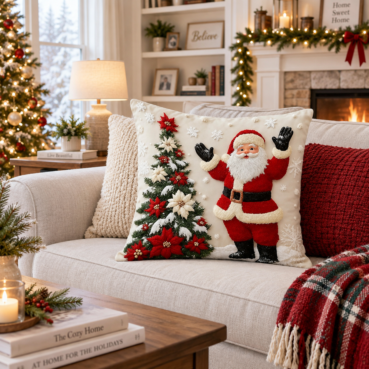 Embroidered Christmas Pillow Covers — 4 Festive Designs, 17.72 in - 3