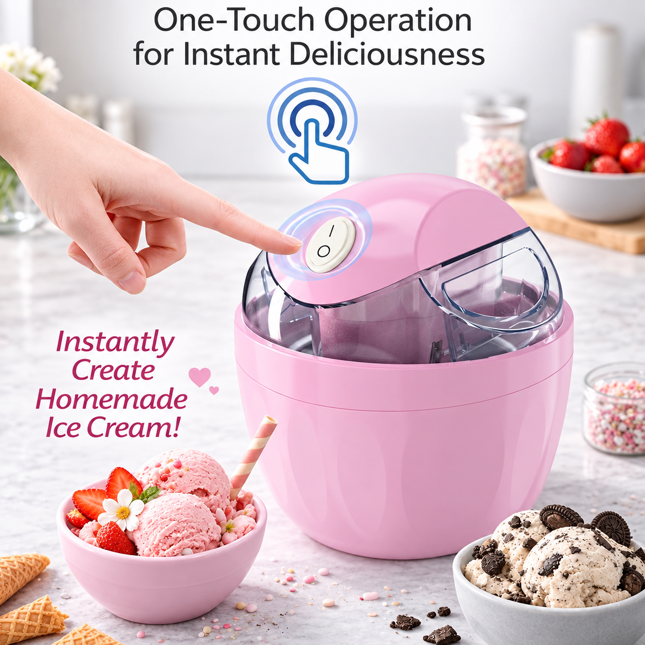 Christmas Mini Ice Cream Maker with Mix-In Chute - 3