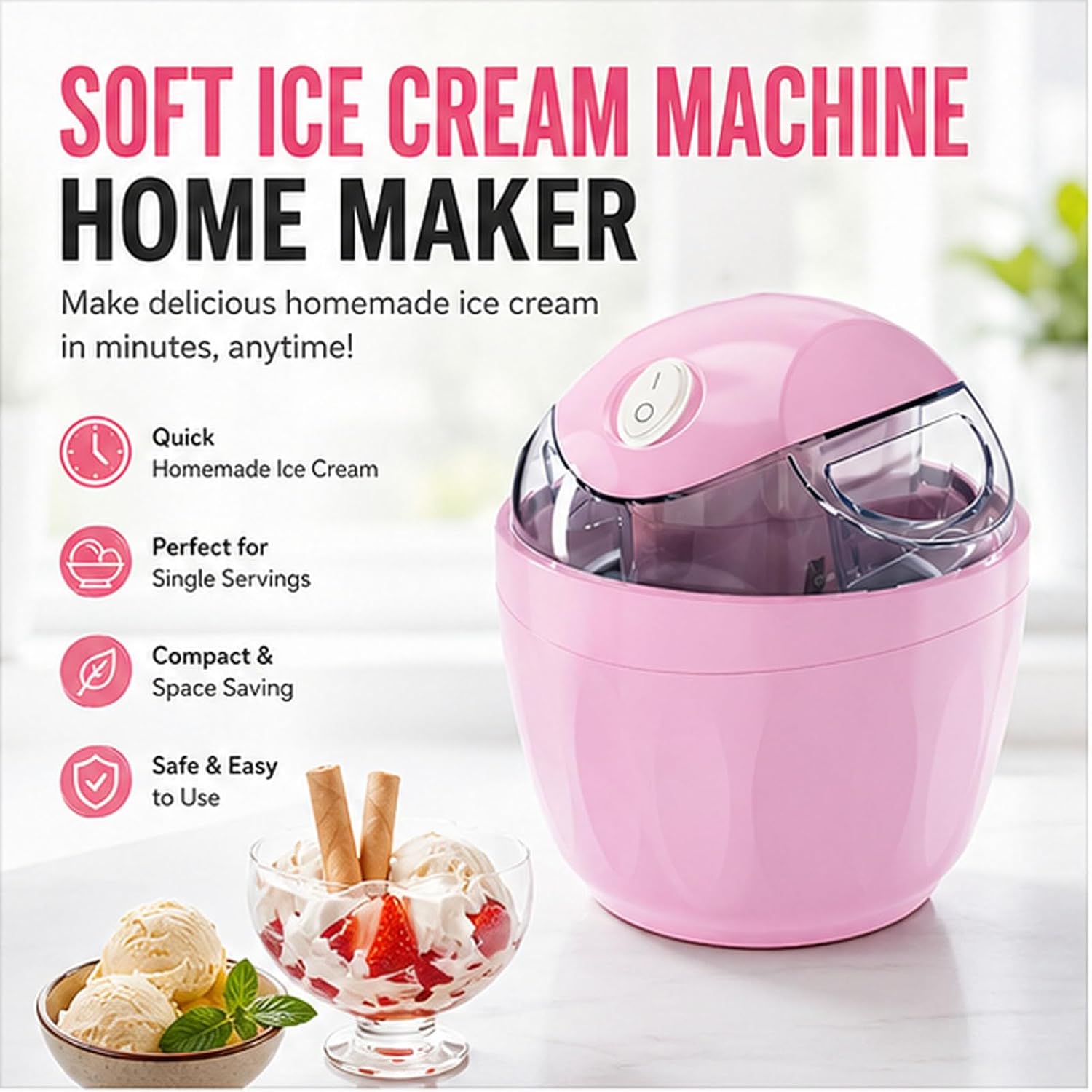 Christmas Mini Ice Cream Maker with Mix-In Chute - 4