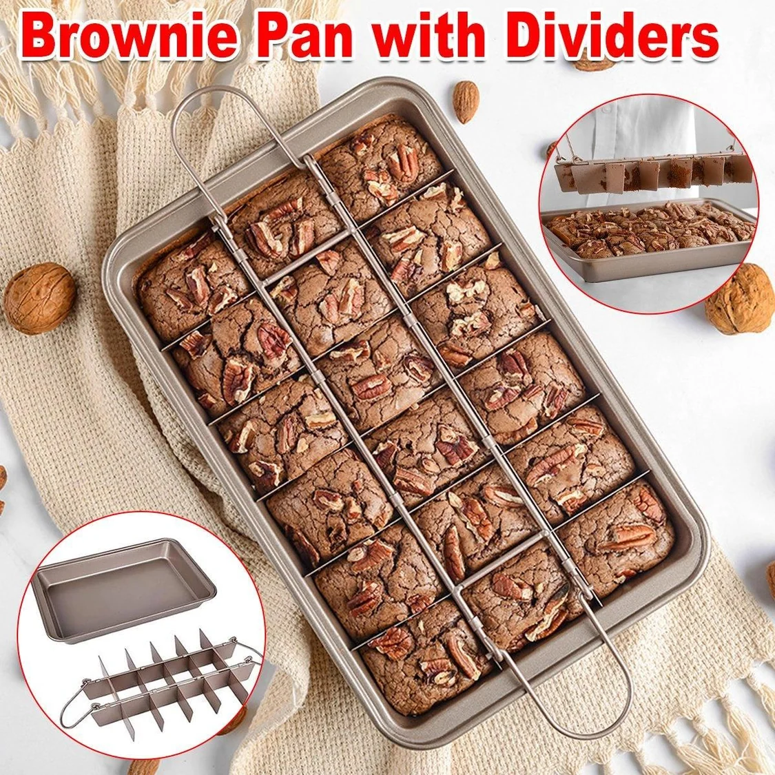 18-Portion Brownie Pan with Removable Divider - 4