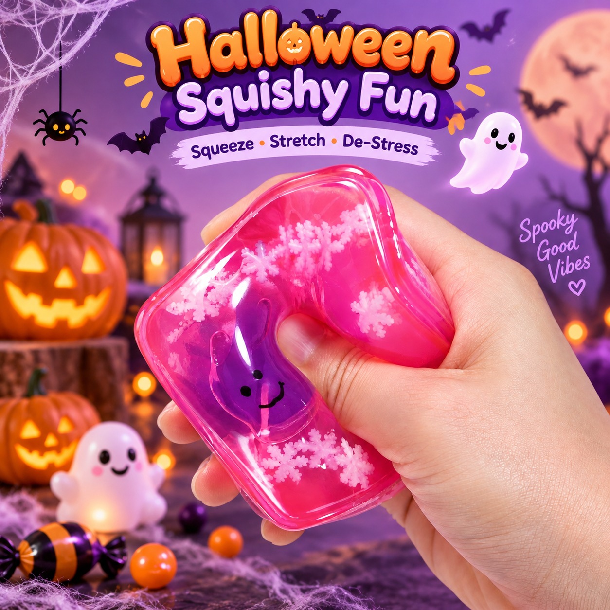Halloween Character Squishy Cube – Soft Slow-Rise Toy - 4