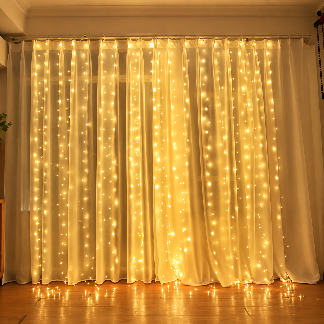 3M x 3M Christmas Curtain String Lights with Remote - 5