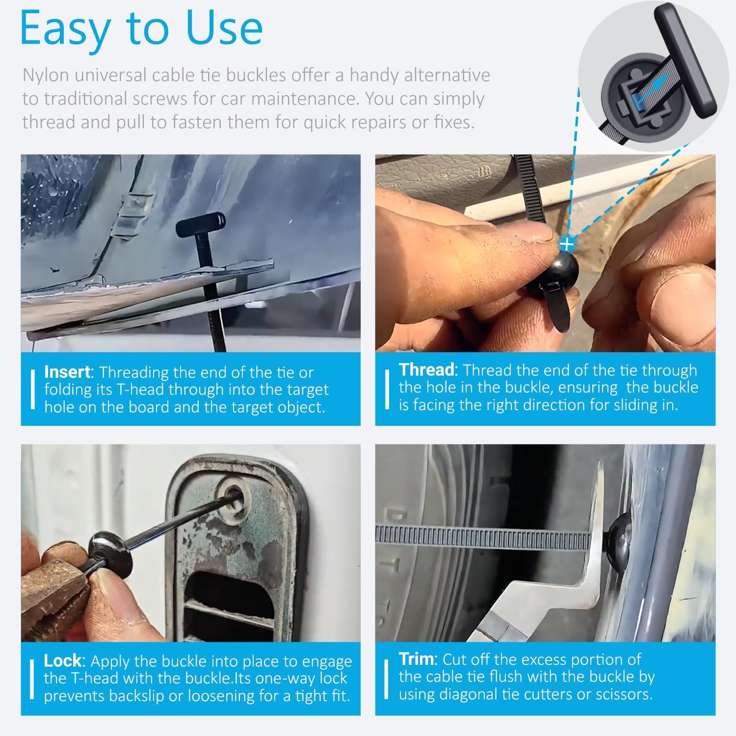 Universelle T-Kopf-Kabelbinderbefestigungen fürs Auto – Produktabbildung