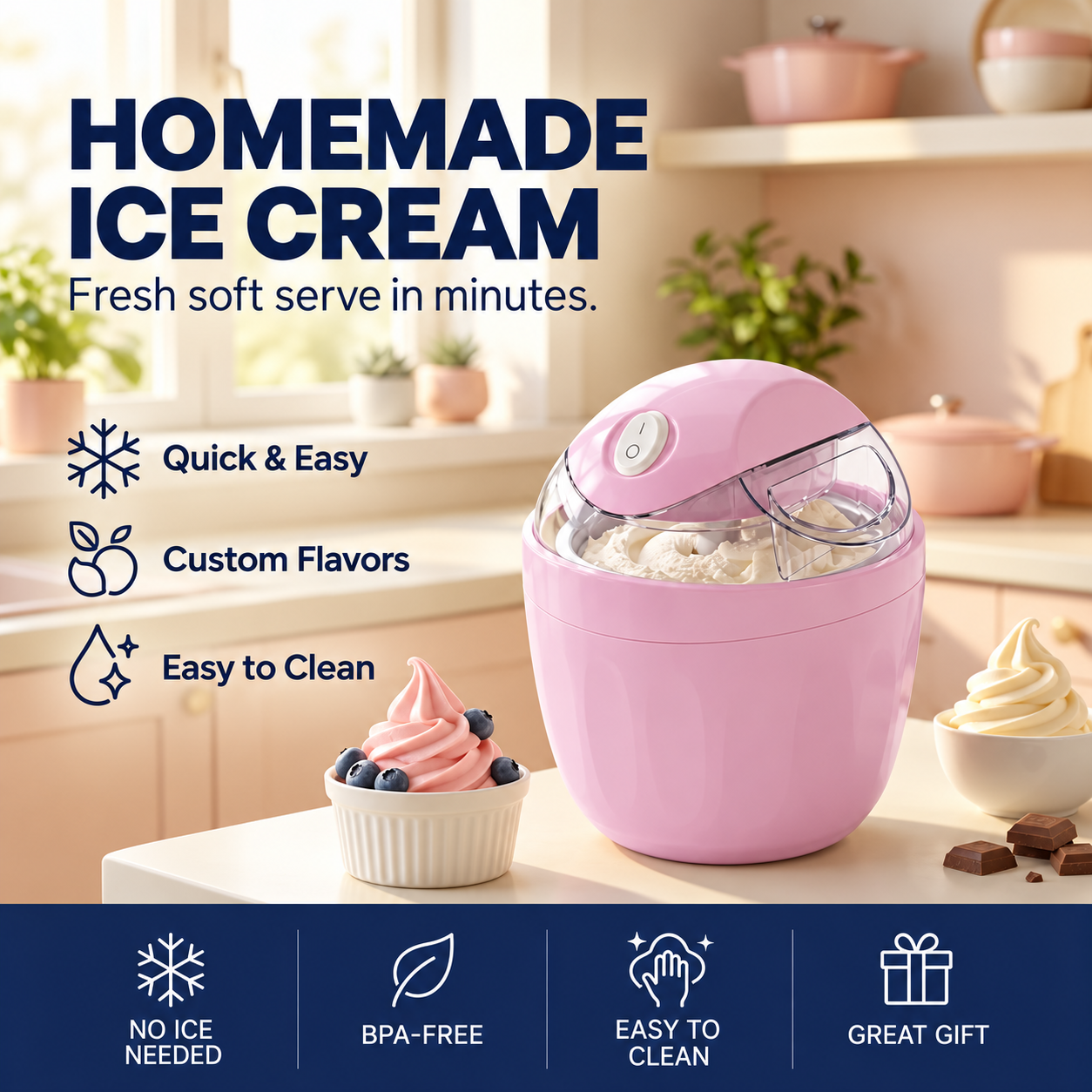 Christmas Mini Ice Cream Maker with Mix-In Chute - 6
