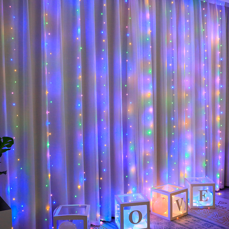 3M x 3M Christmas Curtain String Lights with Remote - 6