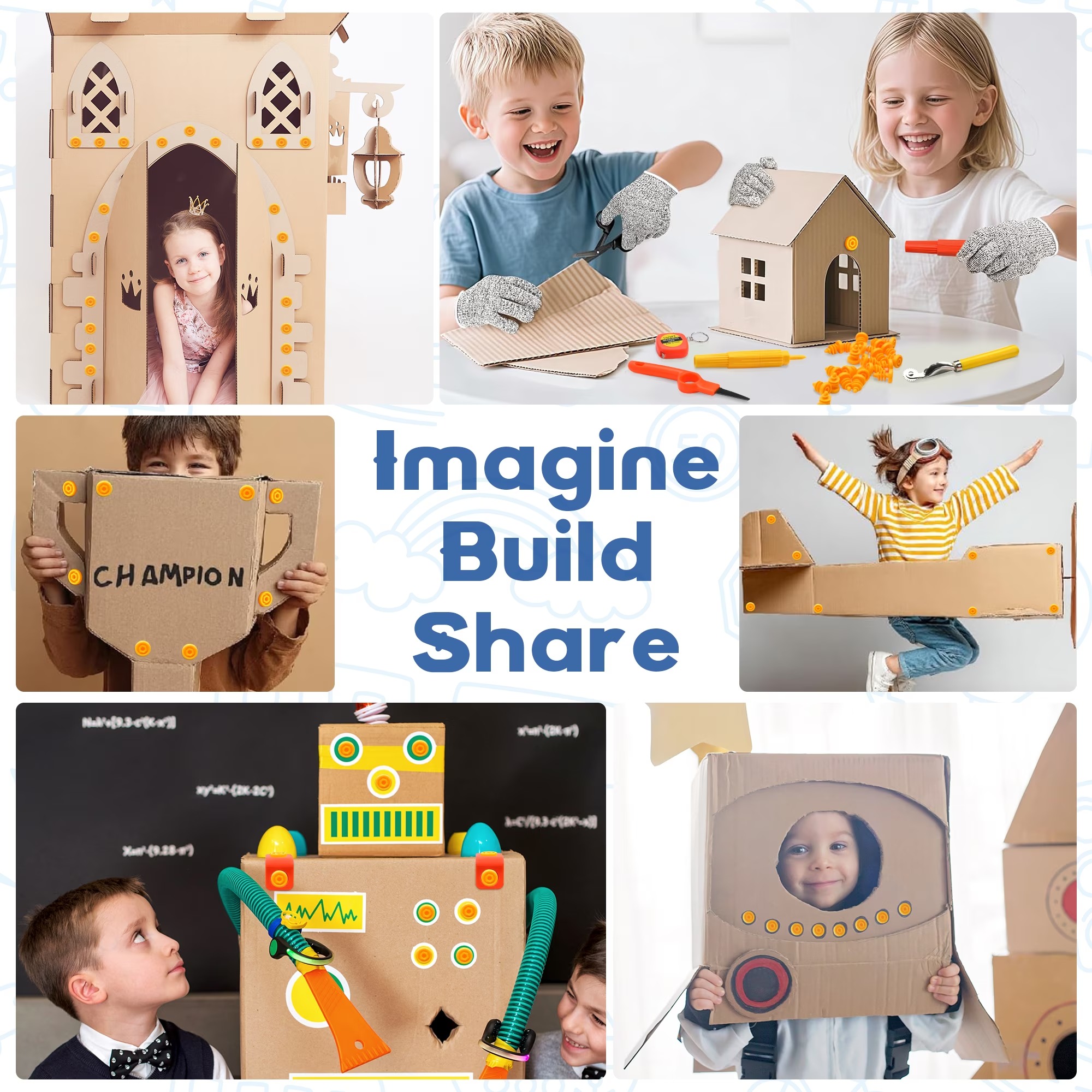 148-Piece Kids' Cardboard Construction Kit with Storage Box