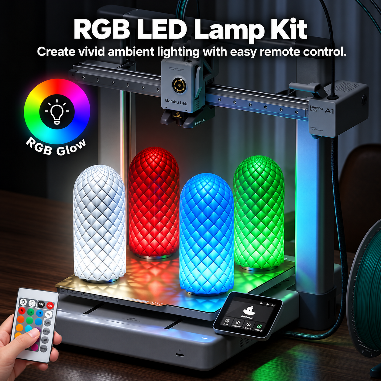 RGB USB Puck Light with 24-Key Remote