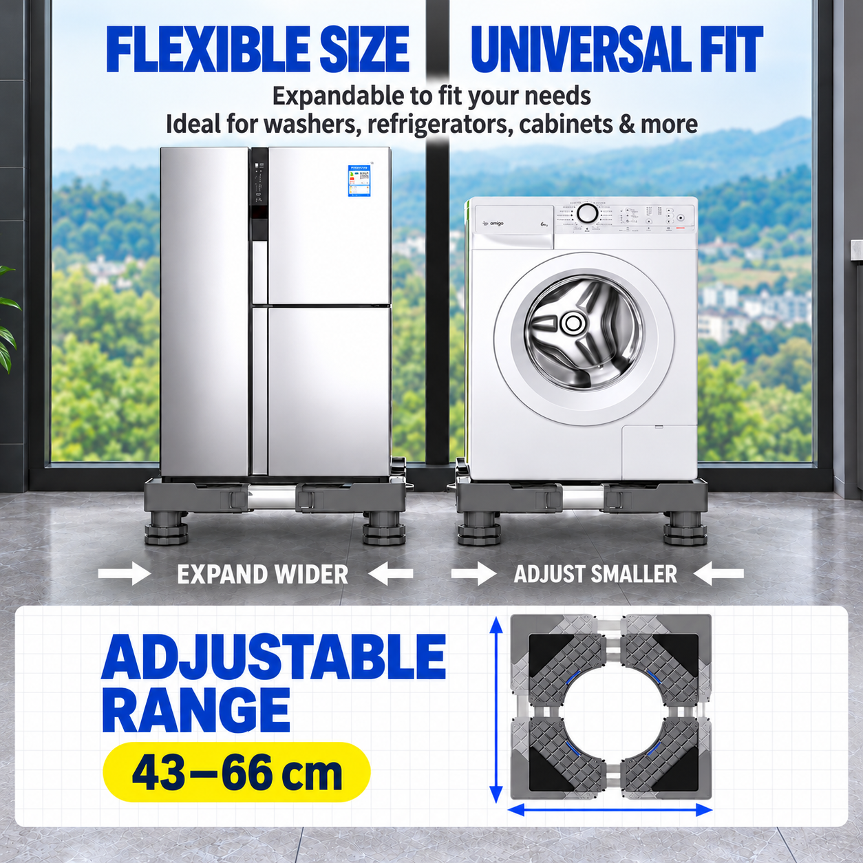 Adjustable 4-Leg Appliance Base — Stable, Expandable & Easy to Clean Under - 4