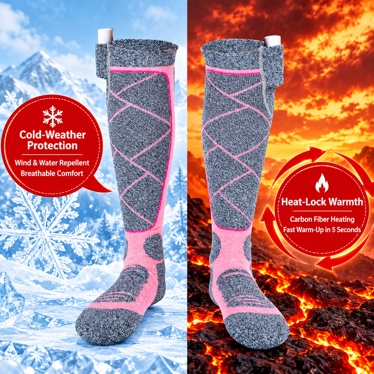 Christmas Rechargeable Heated Socks – 3 Heat Levels