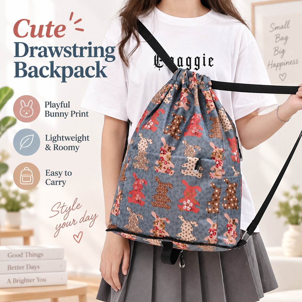 Foldable Drawstring Backpack