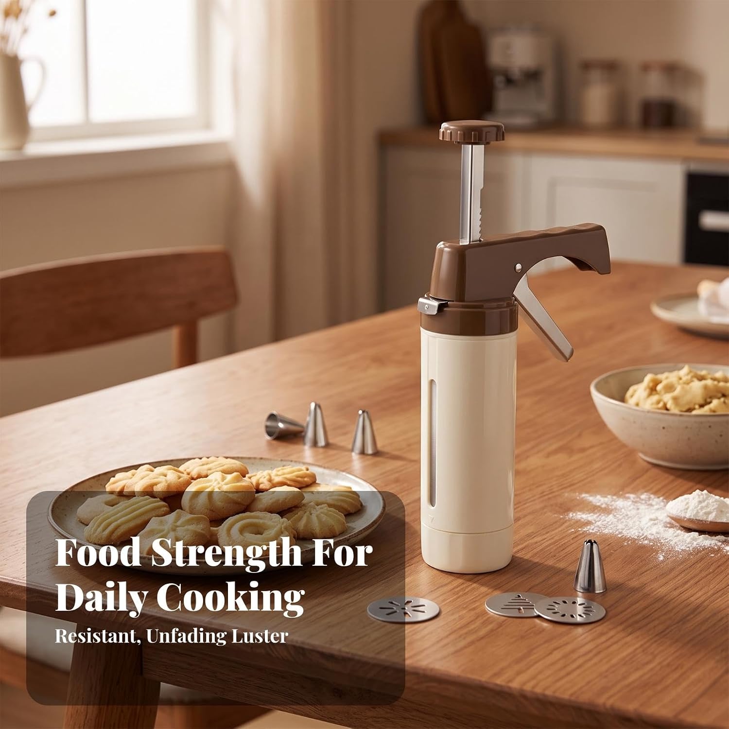 Holiday Cookie Press & Decorating Kit – 13 Discs + 8 Piping Tips