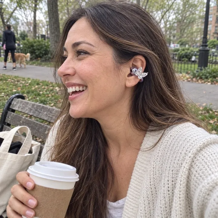 Bluetooth-Clip-Kopfhörer mit Schmuckschmetterlingen – Produktabbildung