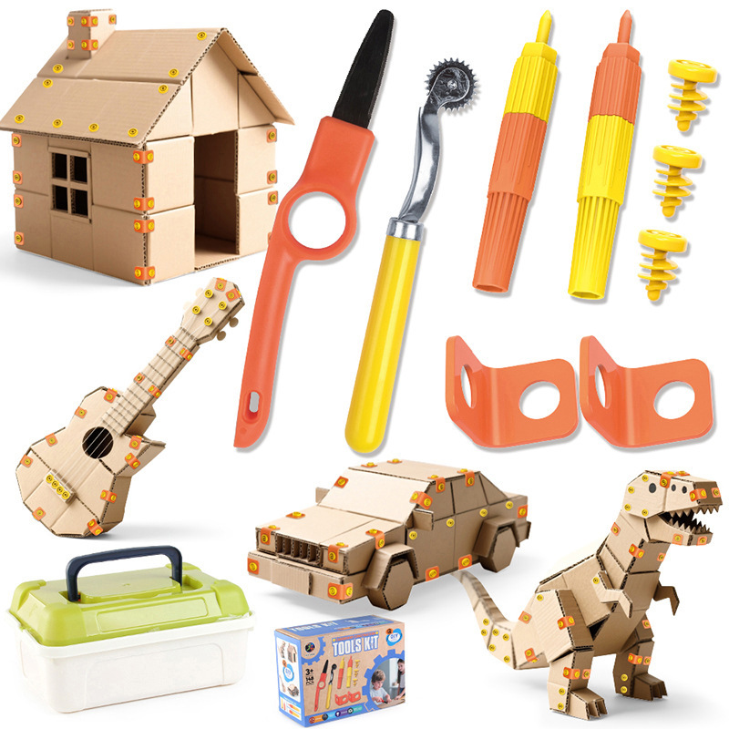 148-Piece Kids' Cardboard Construction Kit with Storage Box - 6