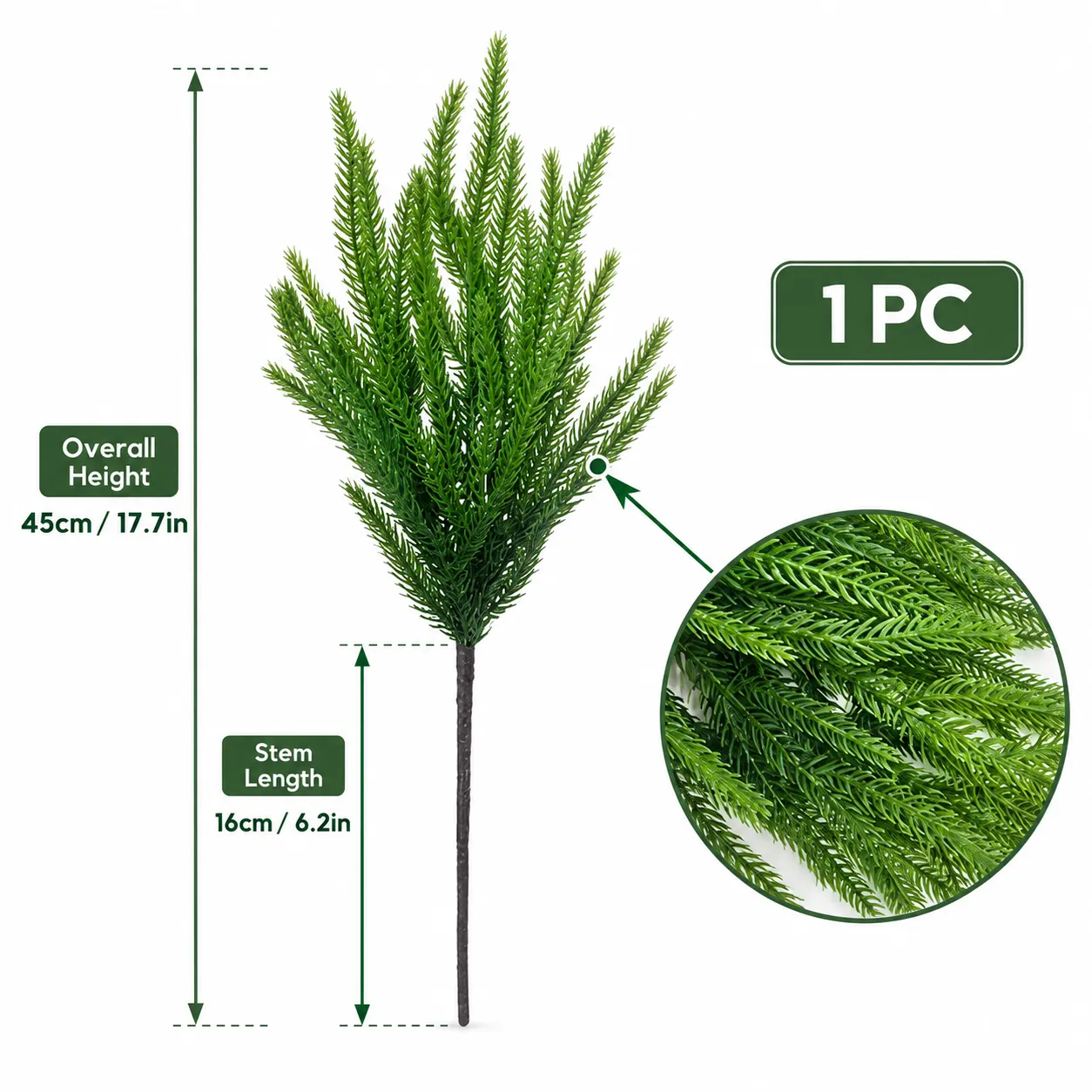 Dimensions of one optional artificial pine stem