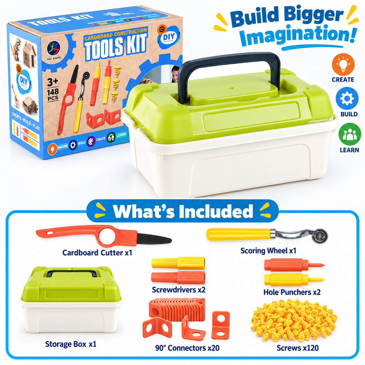 148-Piece Kids' Cardboard Construction Kit with Storage Box - 4
