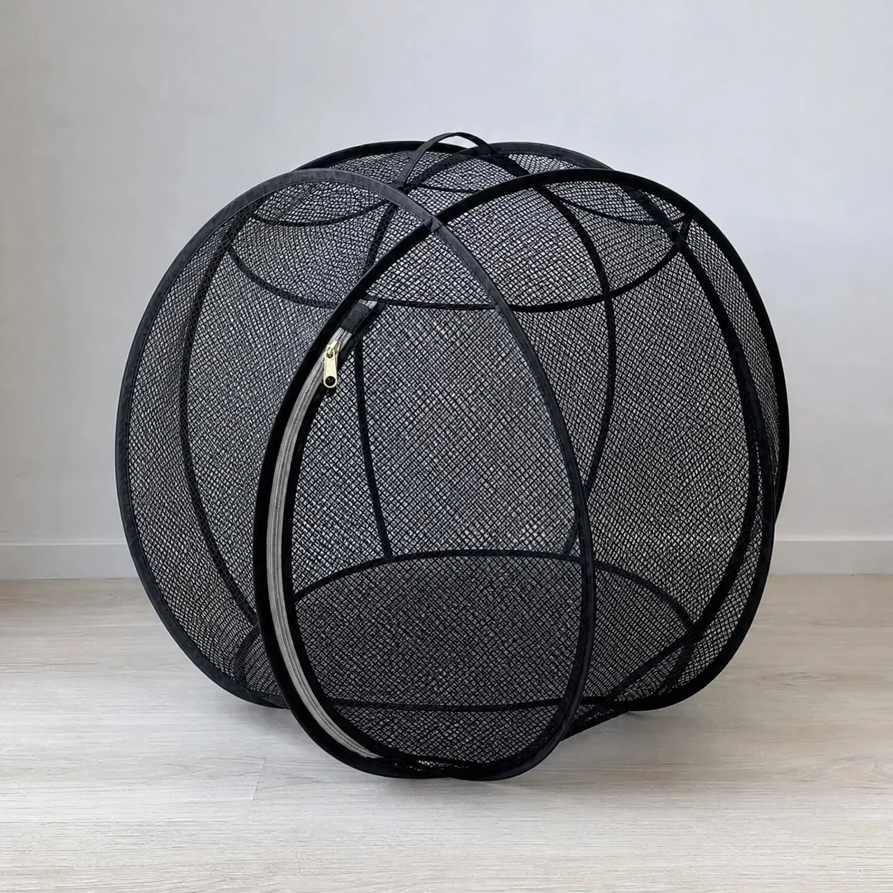 Black rolling mesh pet playpen