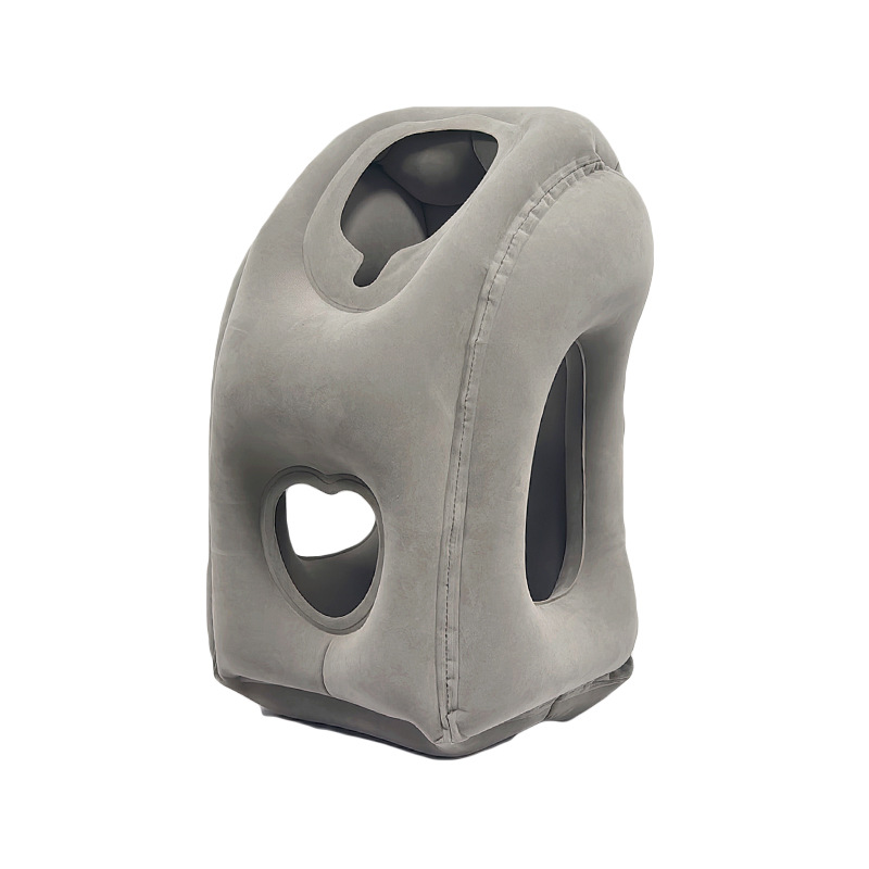 Gray inflatable forward-lean travel pillow