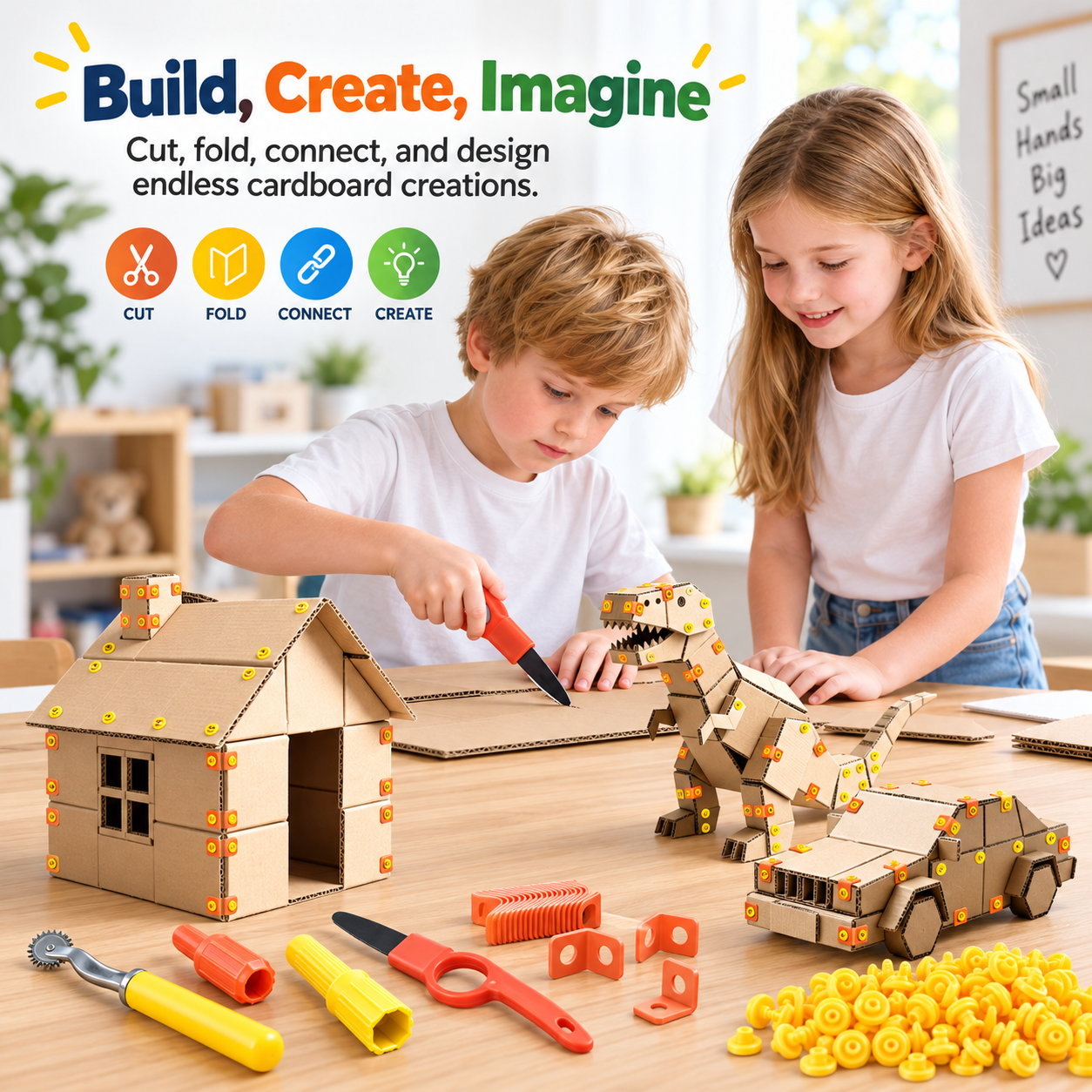148-Piece Kids' Cardboard Construction Kit with Storage Box - 3