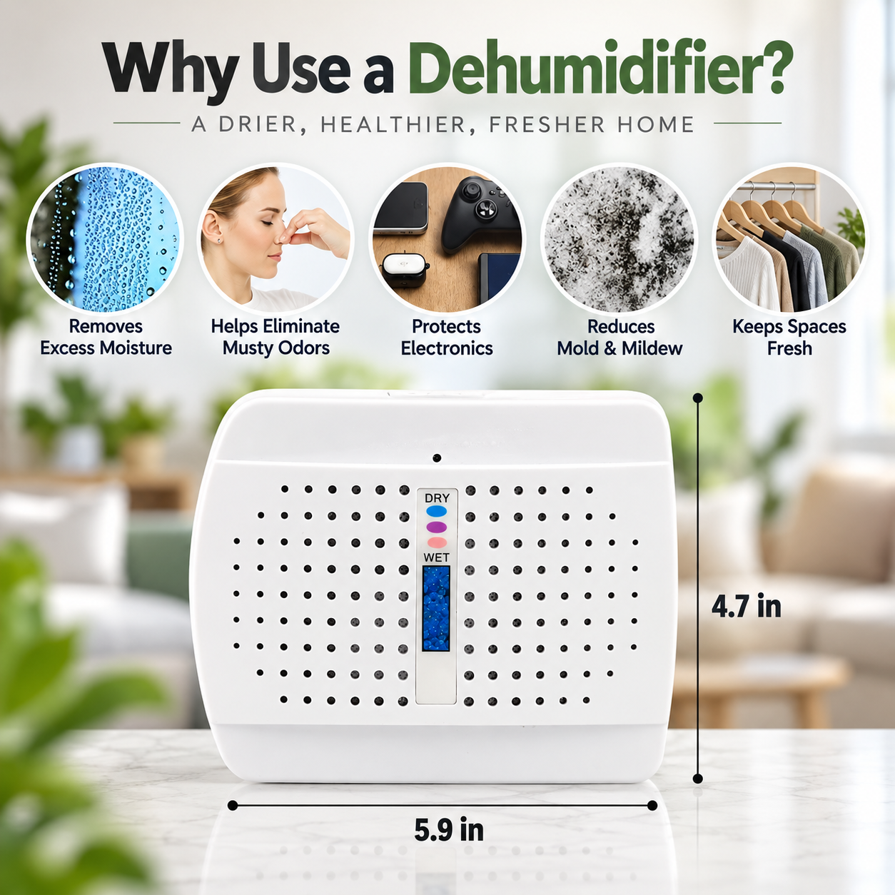 Rechargeable Mini Dehumidifier – Holiday Moisture Guard