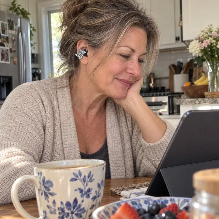 Bluetooth-Clip-Kopfhörer mit Schmuckschmetterlingen – Produktabbildung