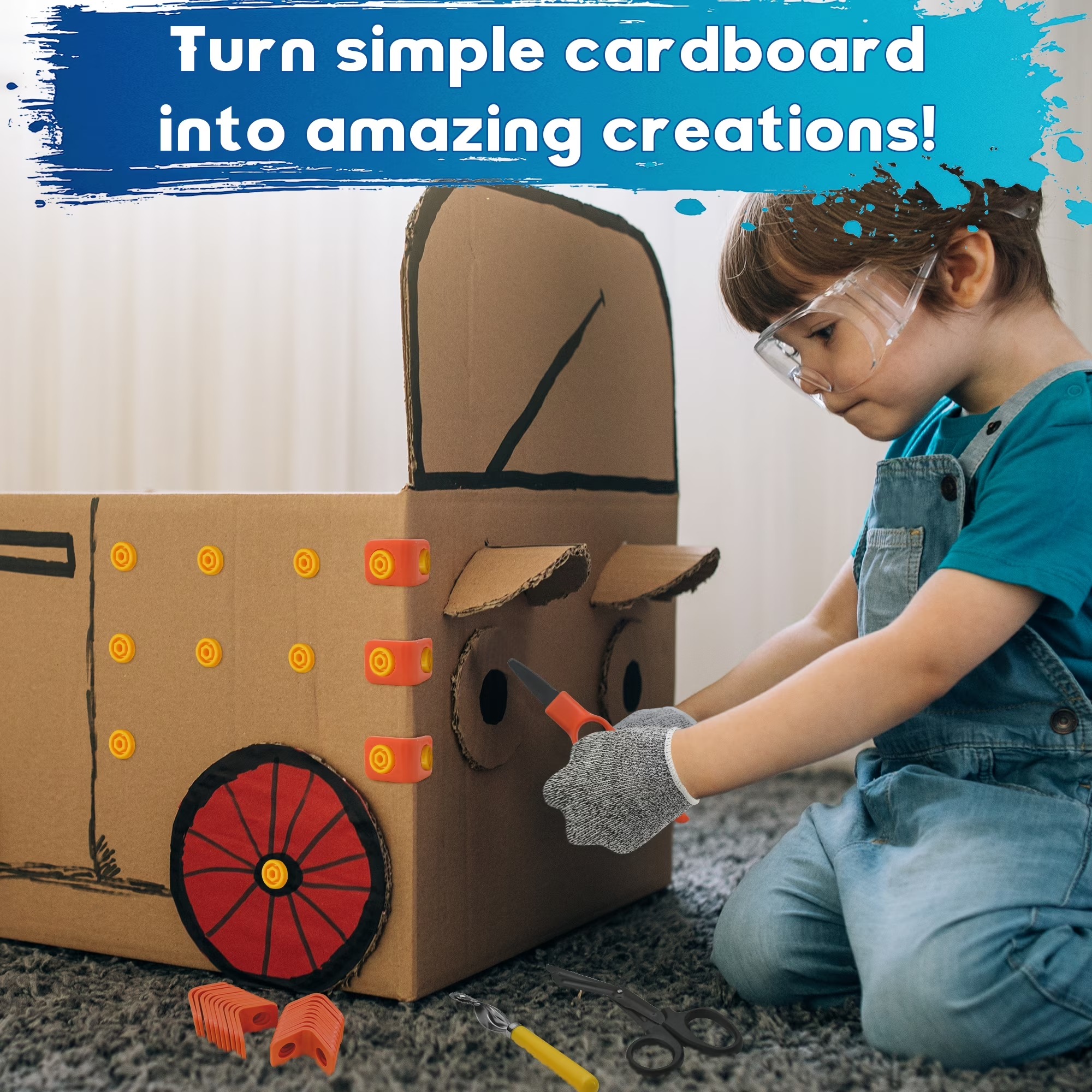 148-Piece Kids' Cardboard Construction Kit with Storage Box