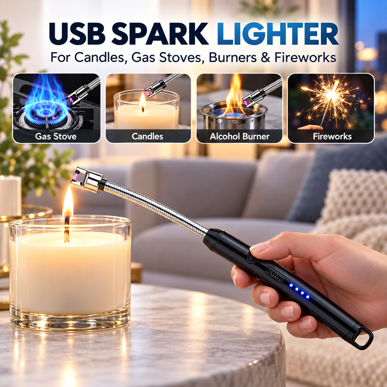 Christmas Flexible Arc Lighter — USB Rechargeable & Wind-Resistant - 4